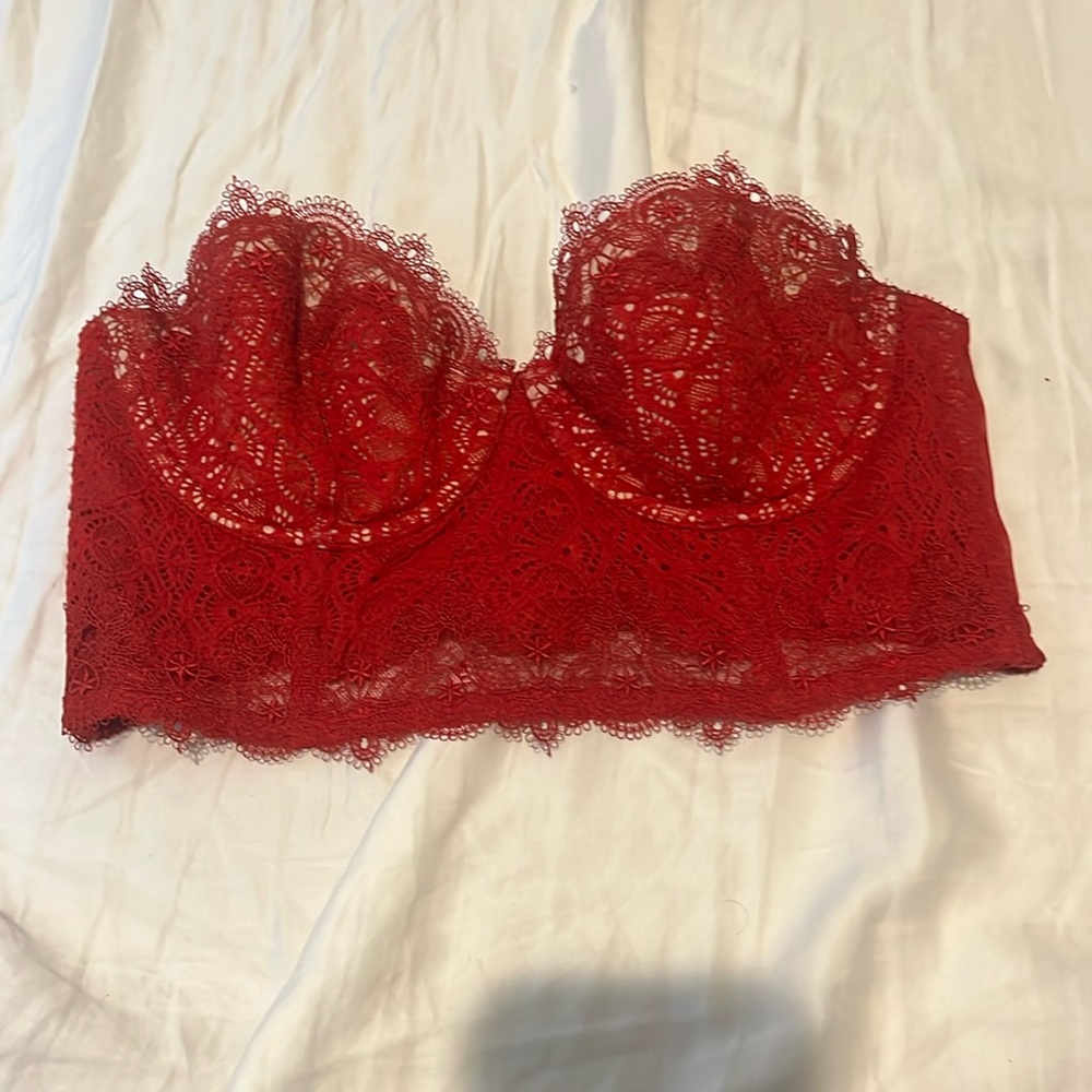 Victoria’s Secret red lace bustier